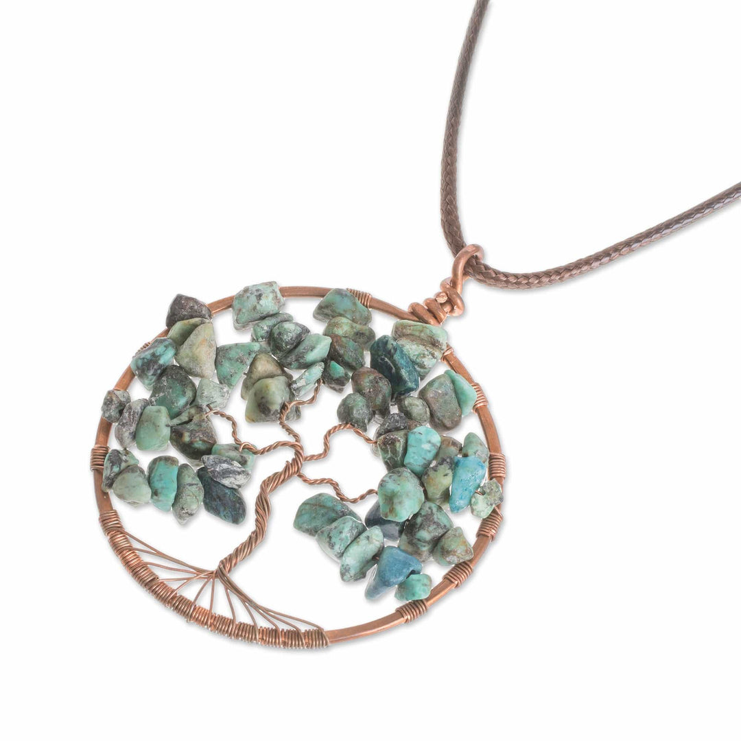 Reconstituted Turquoise Tree Pendant Cancer Necklace - Cancer Tree of Life