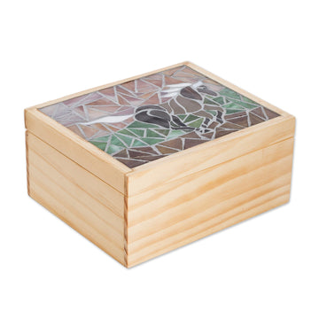Horse-Themed Glass Mosaic Tea Box from Costa Rica - Indomitable