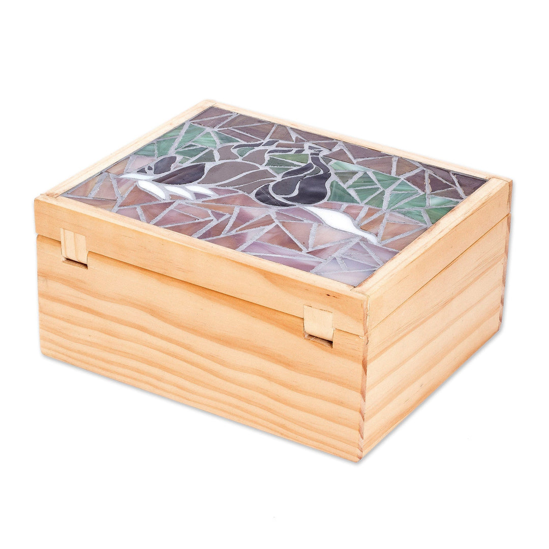 Horse-Themed Glass Mosaic Tea Box from Costa Rica - Indomitable