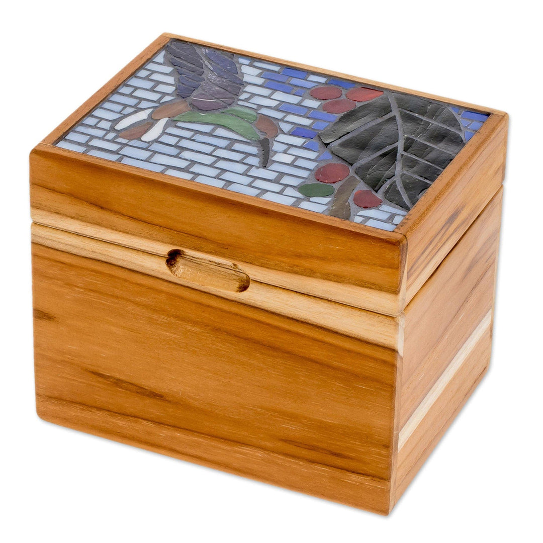 Nature-Themed Glass Mosaic Teak Wood Decorative Box - Sweet Fruit