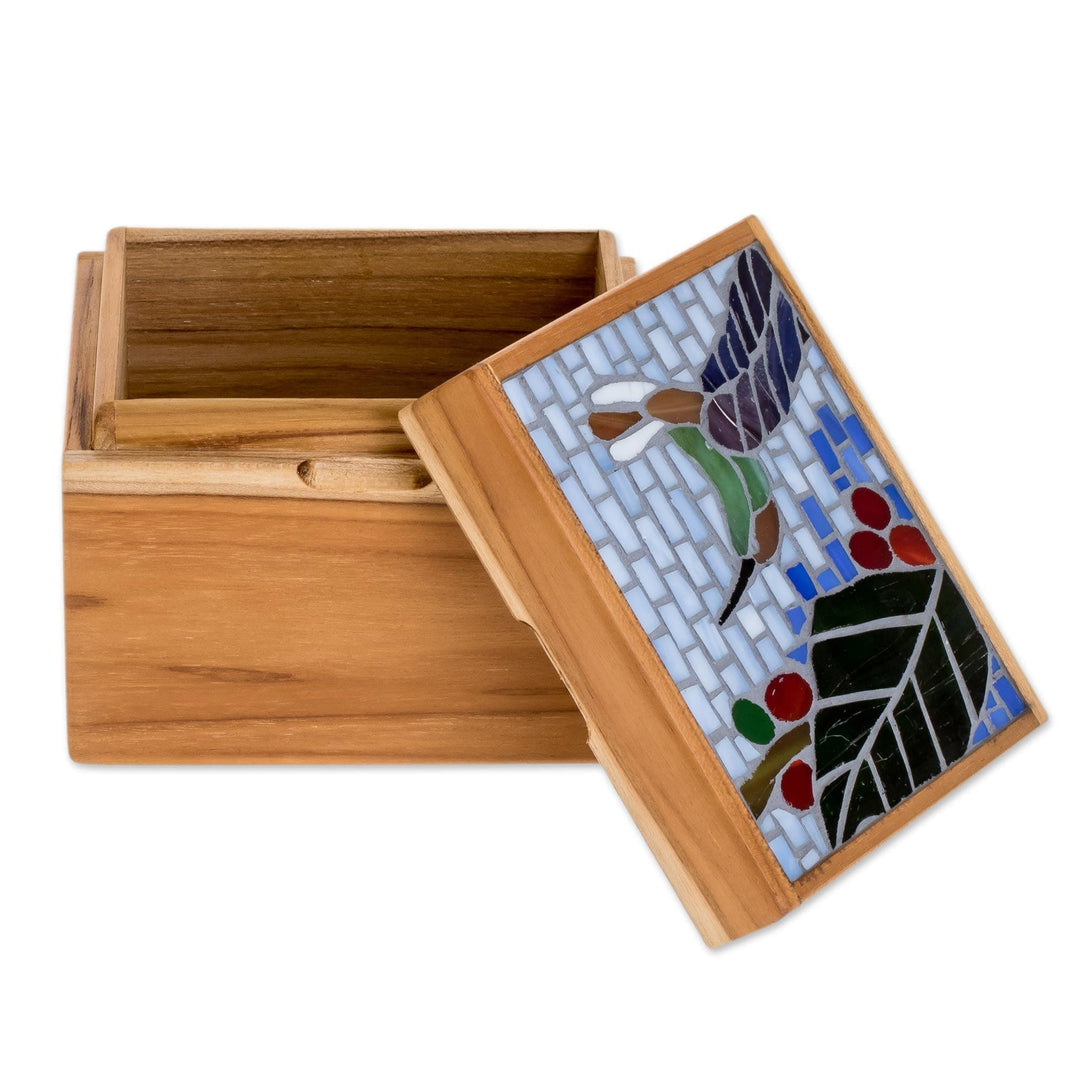 Nature-Themed Glass Mosaic Teak Wood Decorative Box - Sweet Fruit