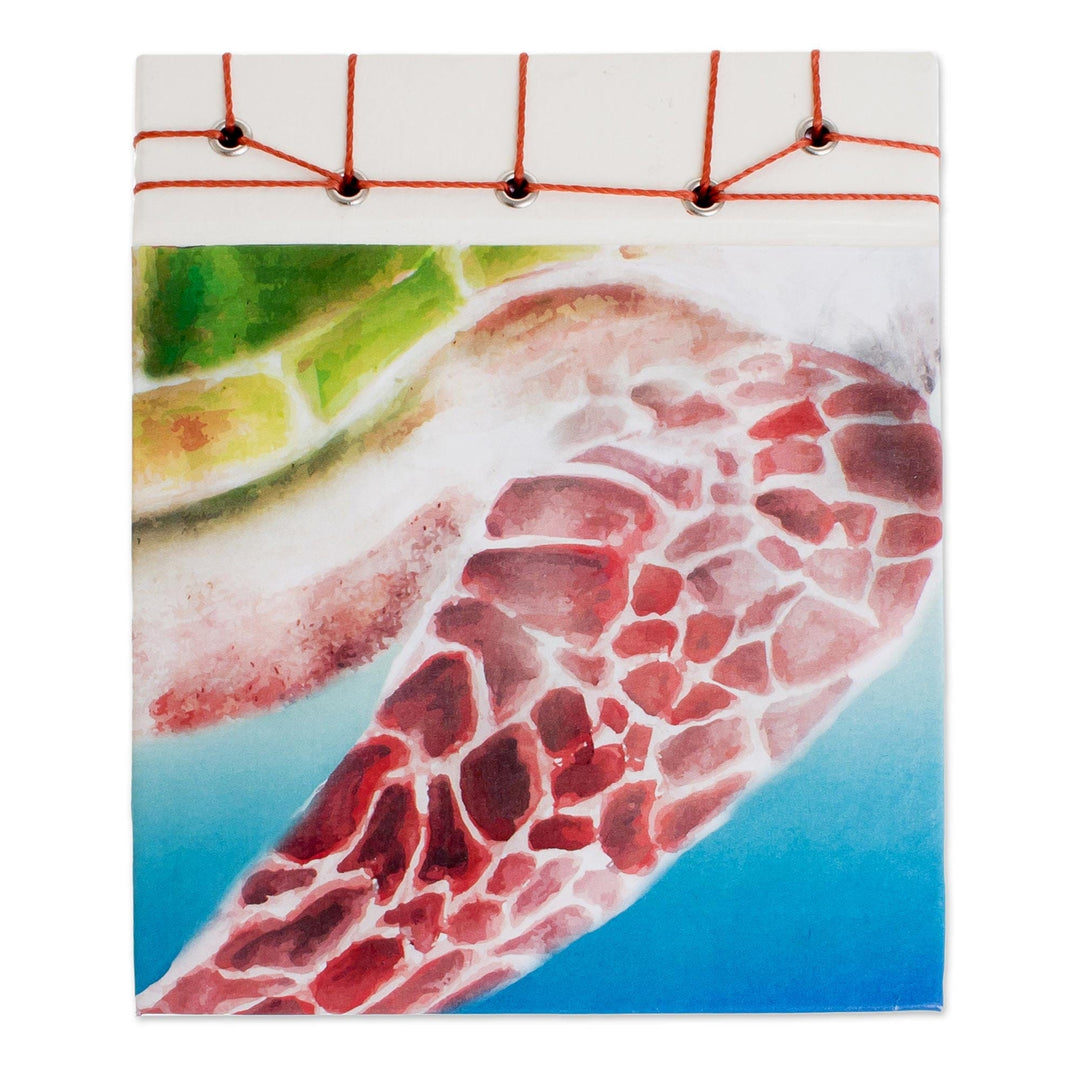 Sea Turtle-Themed Paper Journal from Costa Rica (5.5 inch) - Turtle Flipper