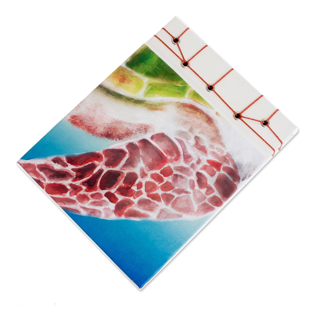 Sea Turtle-Themed Paper Journal from Costa Rica (5.5 inch) - Turtle Flipper