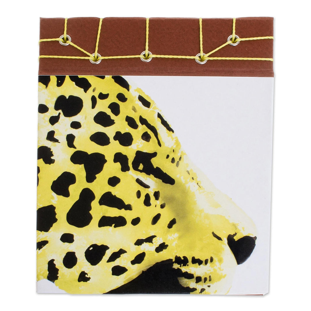 Cheetah-Themed Paper Journal from Costa Rica (5.5 inch) - Yellow Cheetah