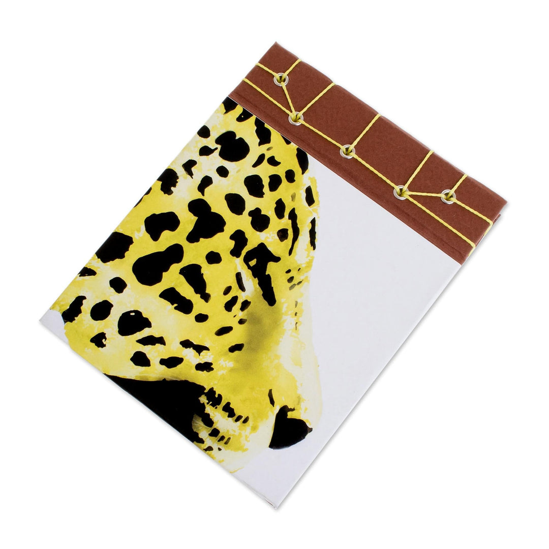 Cheetah-Themed Paper Journal from Costa Rica (5.5 inch) - Yellow Cheetah