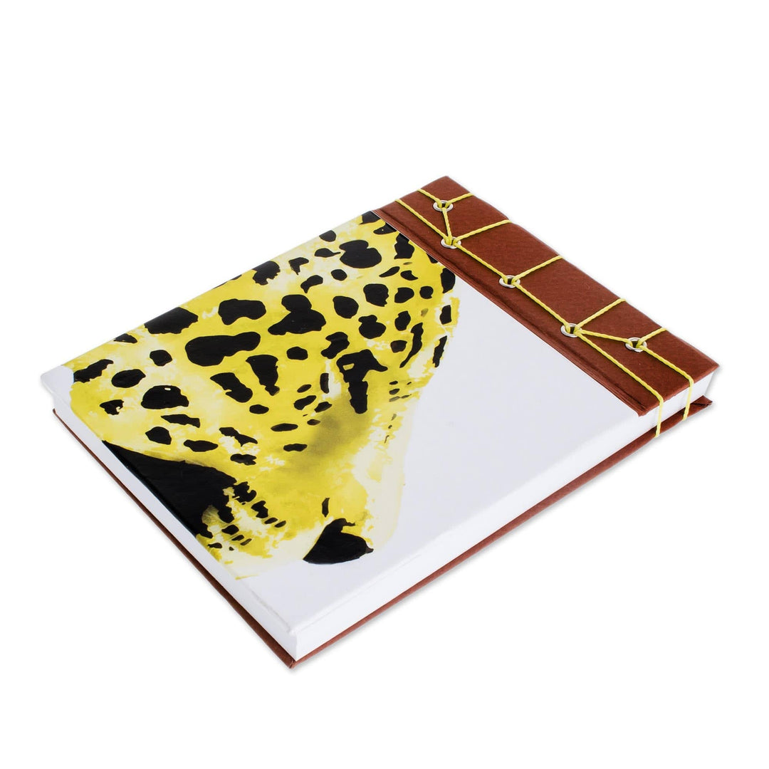 Cheetah-Themed Paper Journal from Costa Rica (5.5 inch) - Yellow Cheetah