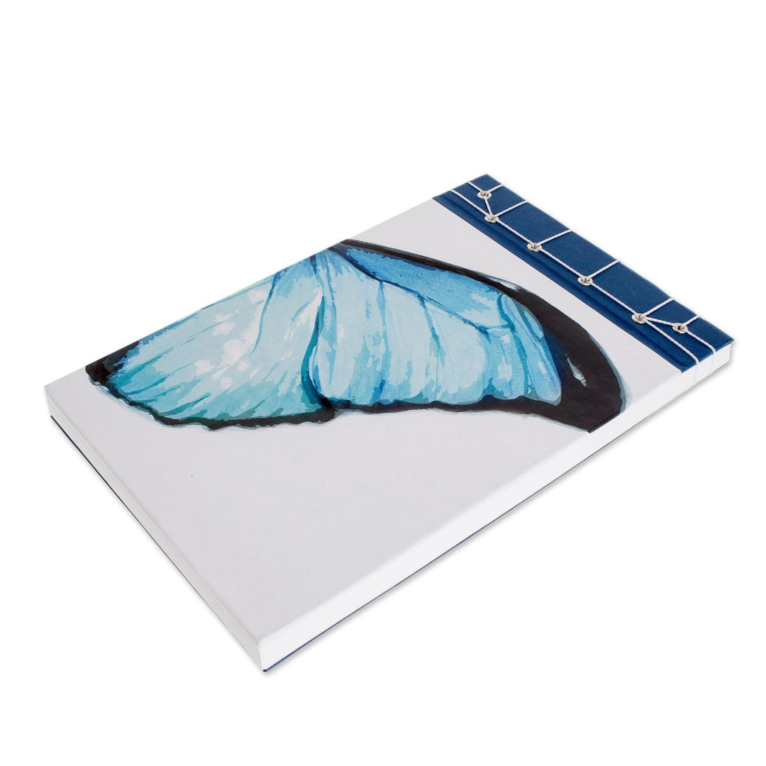 Butterfly-Themed Paper Journal from Costa Rica (8.5 inch) - Morpheus Wing