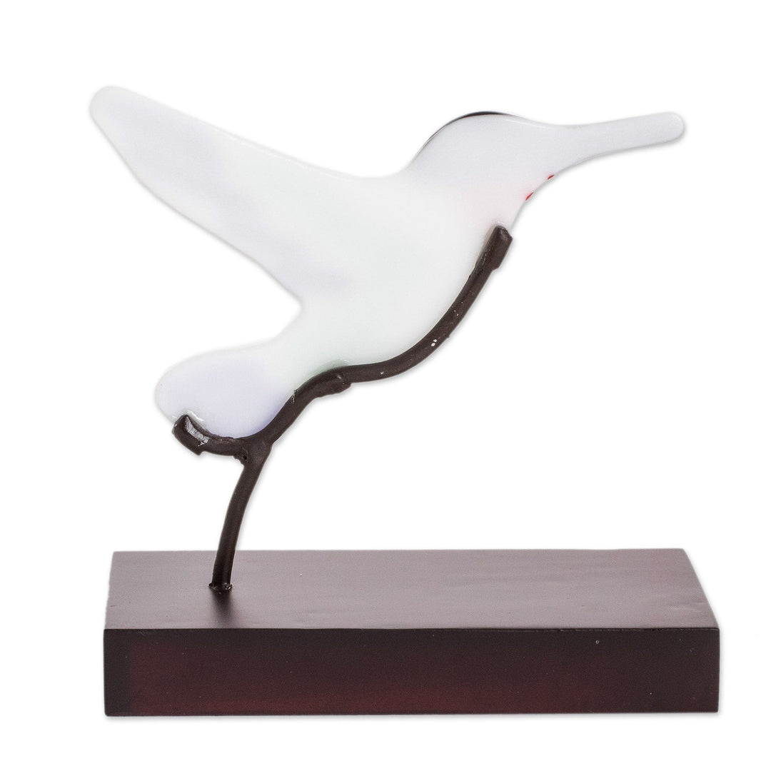 Art Glass Hummingbird Sculpture from El Salvador - Sweet Hummingbird