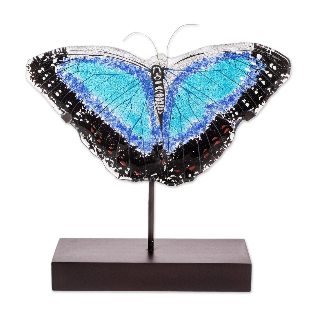 Art Glass Morpheus Butterfly Sculpture from El Salvador - Morpheus Flight