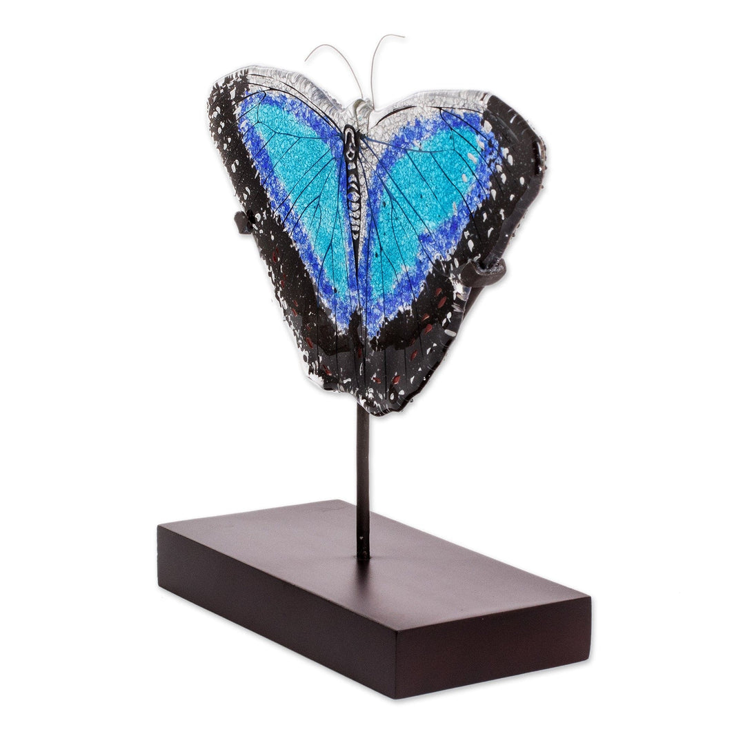Art Glass Morpheus Butterfly Sculpture from El Salvador - Morpheus Flight