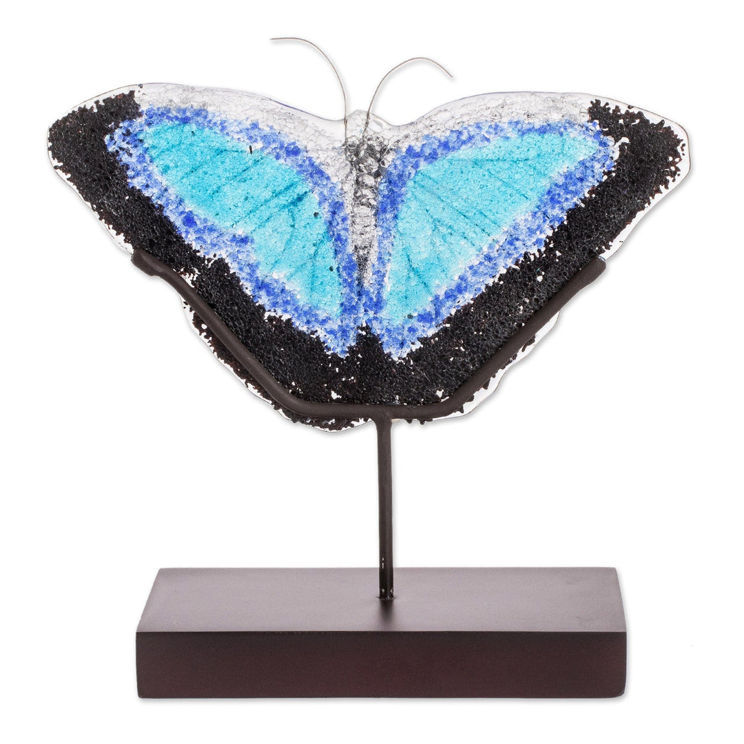Art Glass Morpheus Butterfly Sculpture from El Salvador - Morpheus Flight