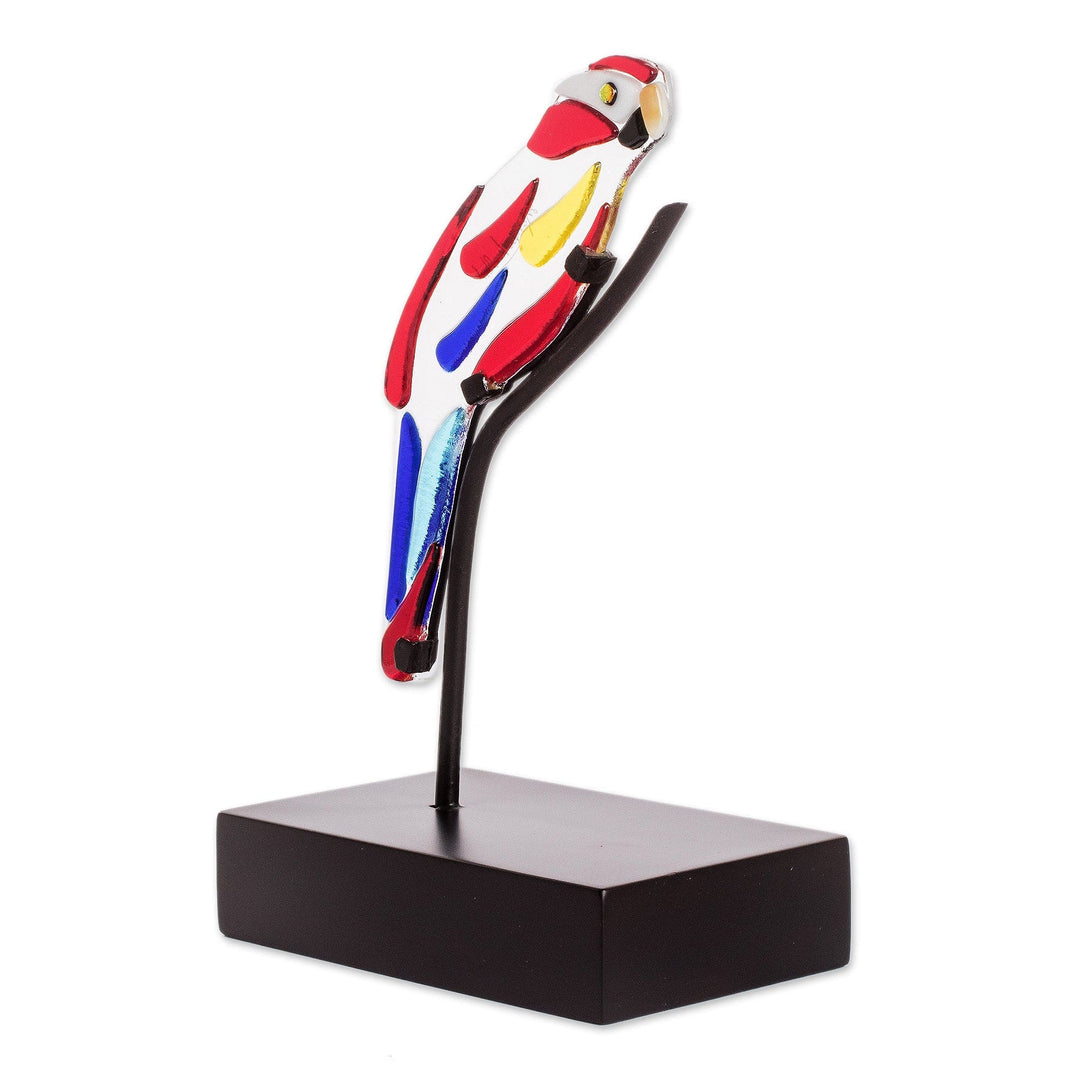 Art Glass Macaw Sculpture from El Salvador - Macaw