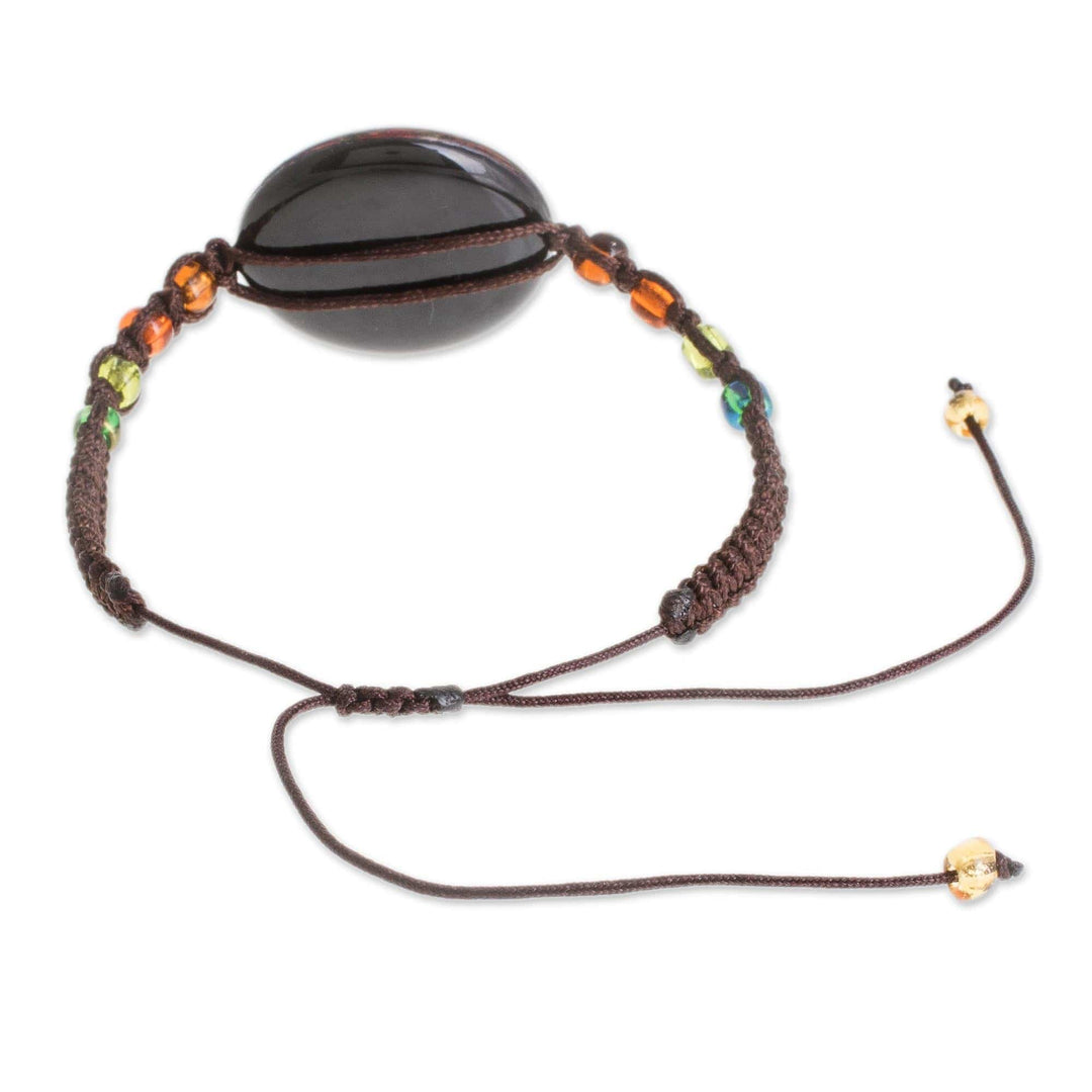 Owl-Themed Glass Beaded Macrame Pendant Bracelet - Colorful Owl