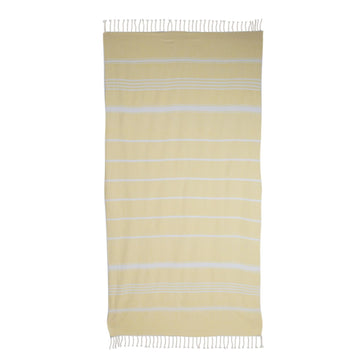 Striped Cotton Beach Towel in Buttercup from Guatemala - Sweet Relaxation in Buttercup