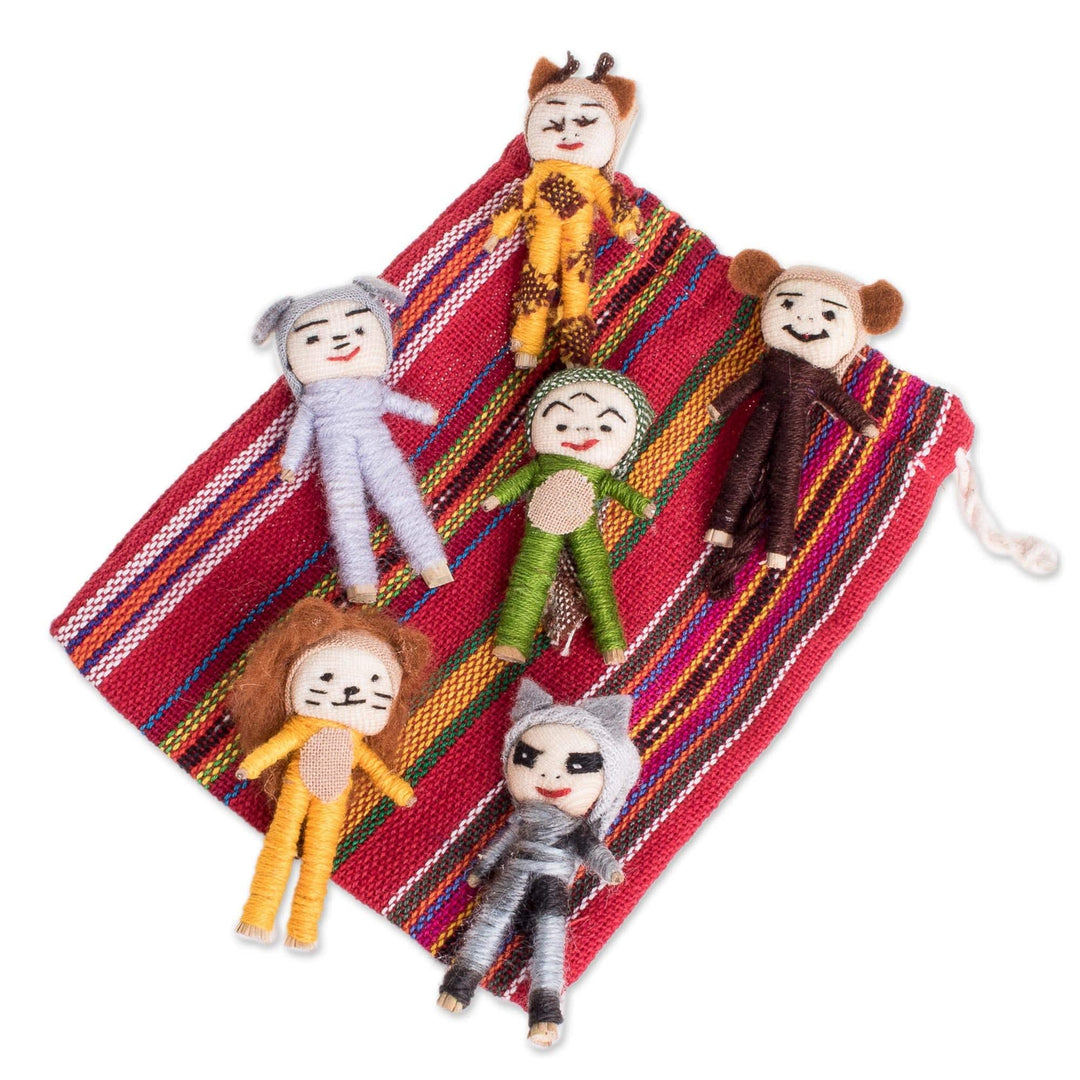 Jungle-Themed Cotton Decorative Worry Dolls (Set of 6) - Jungle Quitapenas