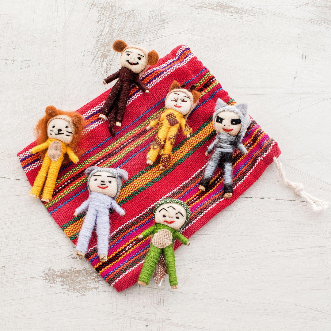 Jungle-Themed Cotton Decorative Worry Dolls (Set of 6) - Jungle Quitapenas