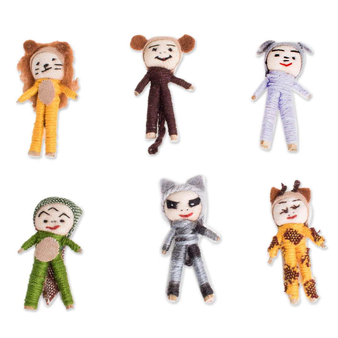 Jungle-Themed Cotton Decorative Worry Dolls (Set of 6) - Jungle Quitapenas