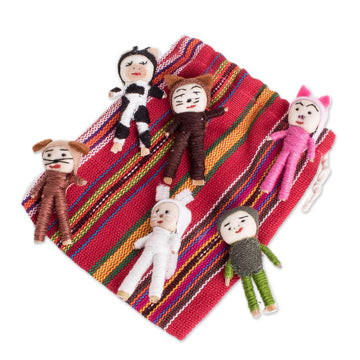 Animal-Themed Cotton Decorative Worry Dolls (Set of 6) - Quitapenas Amigos