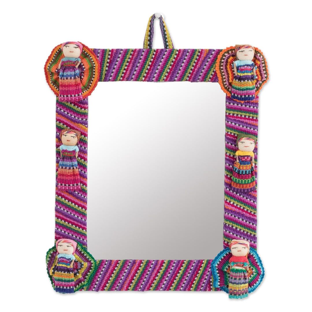 Rectangular Cotton Wall Mirror with Worry Dolls - Quitapenas Rectangle