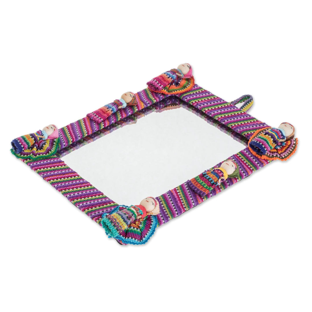 Rectangular Cotton Wall Mirror with Worry Dolls - Quitapenas Rectangle