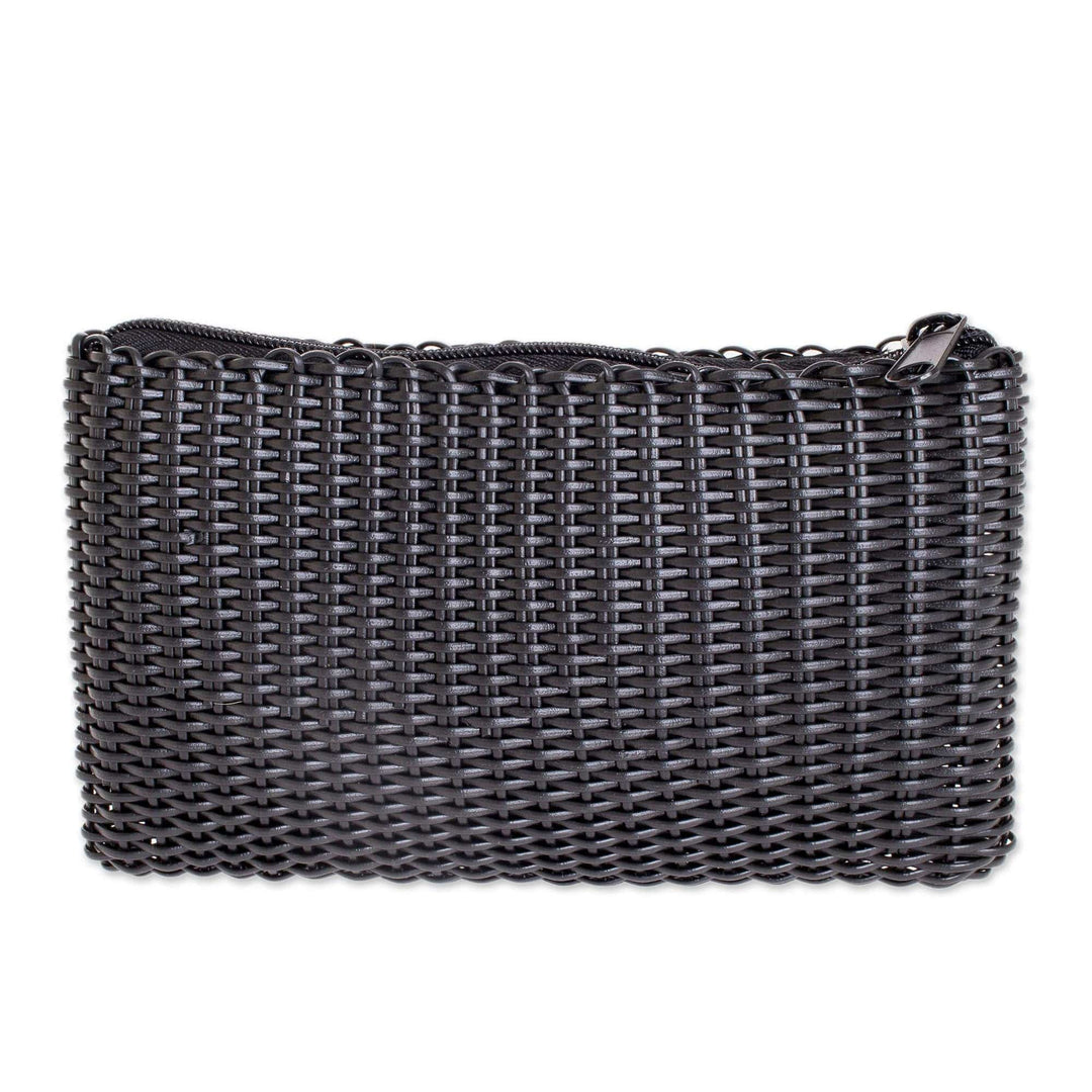 Handwoven Eco Friendly Cosmetic Bag in Black - Eco Weave in Black