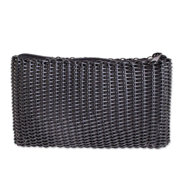 Handwoven Eco Friendly Cosmetic Bag in Black - Eco Weave in Black