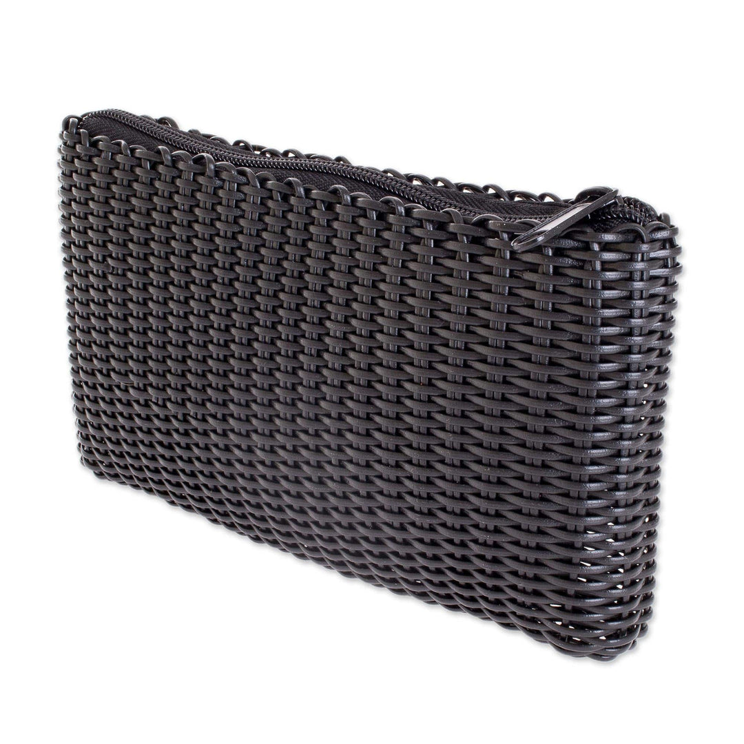 Handwoven Eco Friendly Cosmetic Bag in Black - Eco Weave in Black