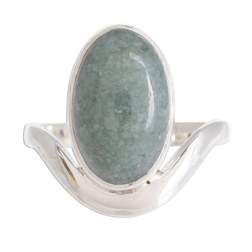 Oval Apple Green Jade Cocktail Ring