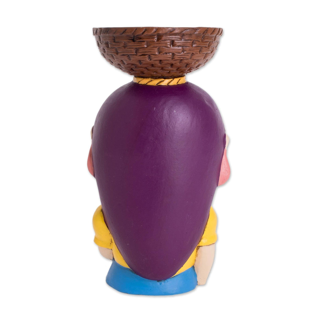 Ceramic Tealight Holder of a Traditional Woman - Volcaneña Woman