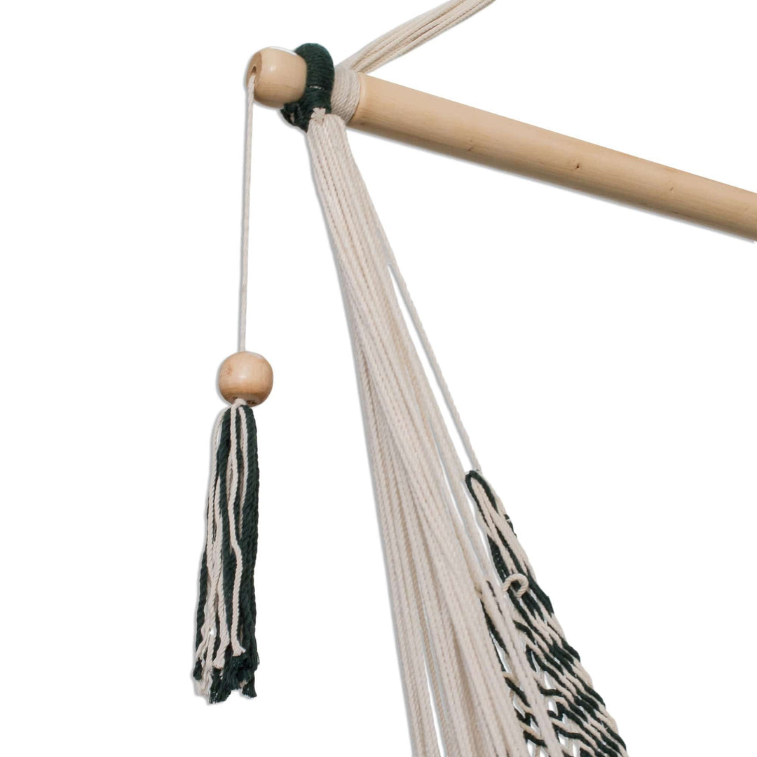 Forest Green and Eggshell Cotton Hammock Swing (Single) - Forests
