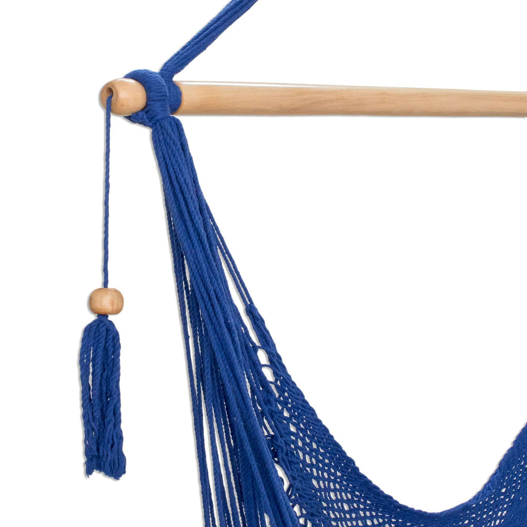 Handwoven Cotton Hammock Swing in Lapis (Single) - Simple Relaxation in Lapis