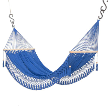 Cotton Rope Hammock in Lapis from Nicaragua (Single) - Simple Relaxation in Lapis