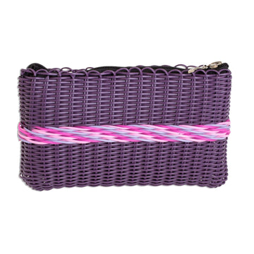 Recycled Handwoven Clutch in Eggplant from Guatemala - Harmony of Color in Eggplant