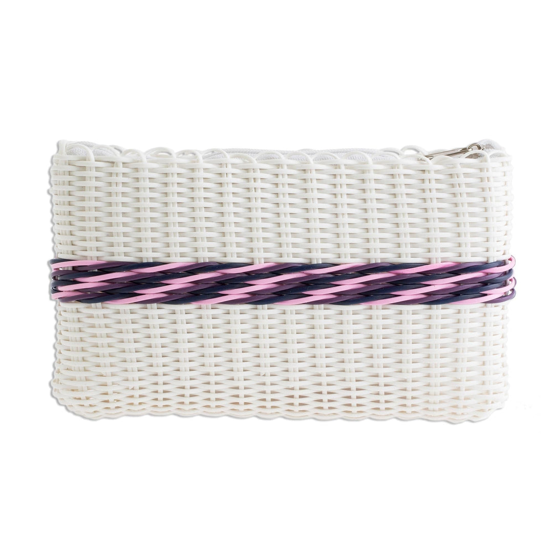 Handwoven Eco Friendly Clutch in White - Enchantment of Color in White