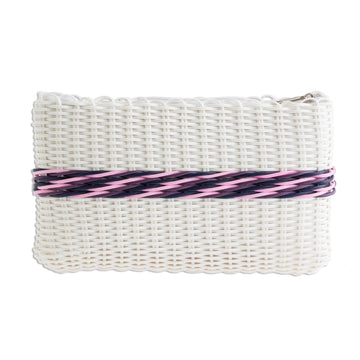 Handwoven Eco Friendly Clutch in White - Enchantment of Color in White