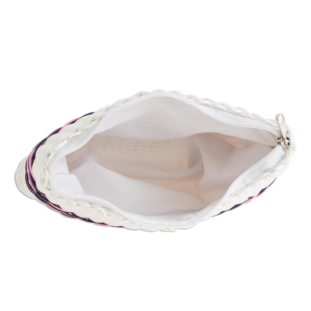 Handwoven Eco Friendly Clutch in White - Enchantment of Color in White
