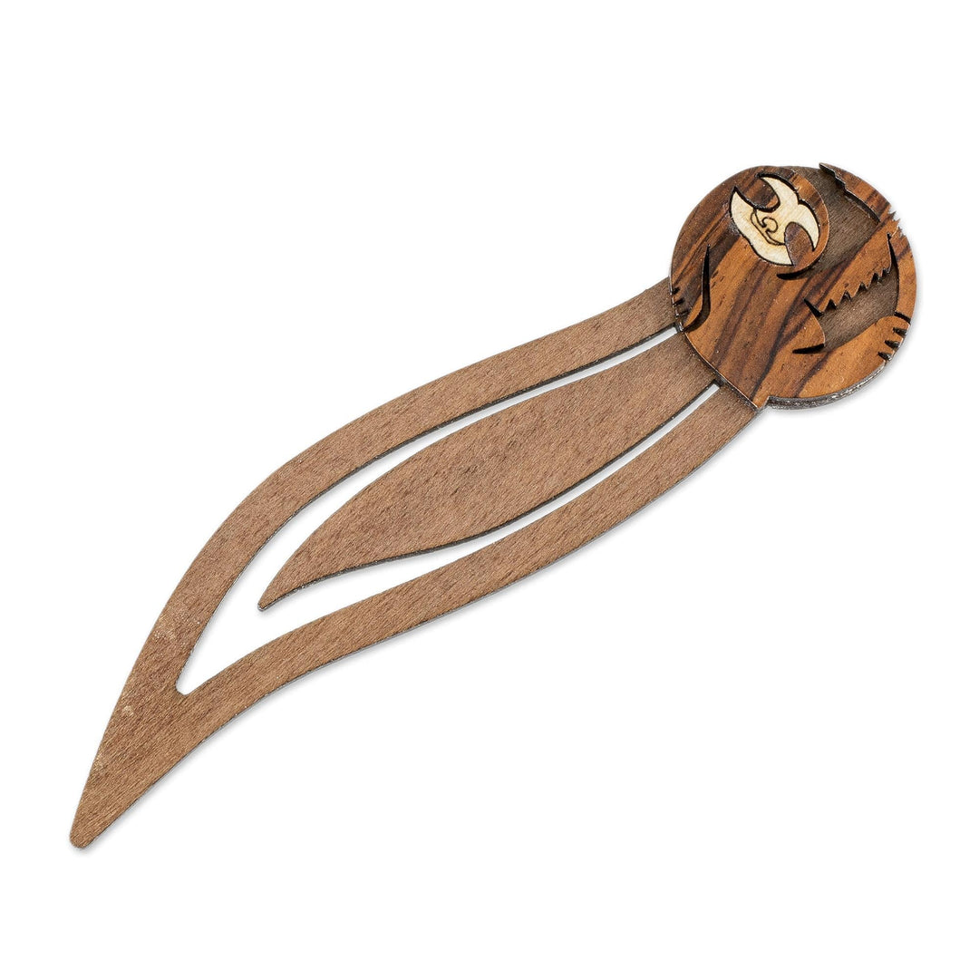Sloth-Themed Teak Wood Bookmark from Costa Rica - Chill Sloth