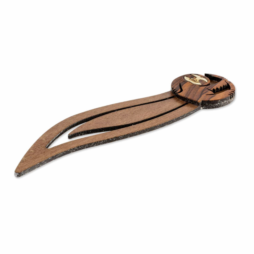 Sloth-Themed Teak Wood Bookmark from Costa Rica - Chill Sloth