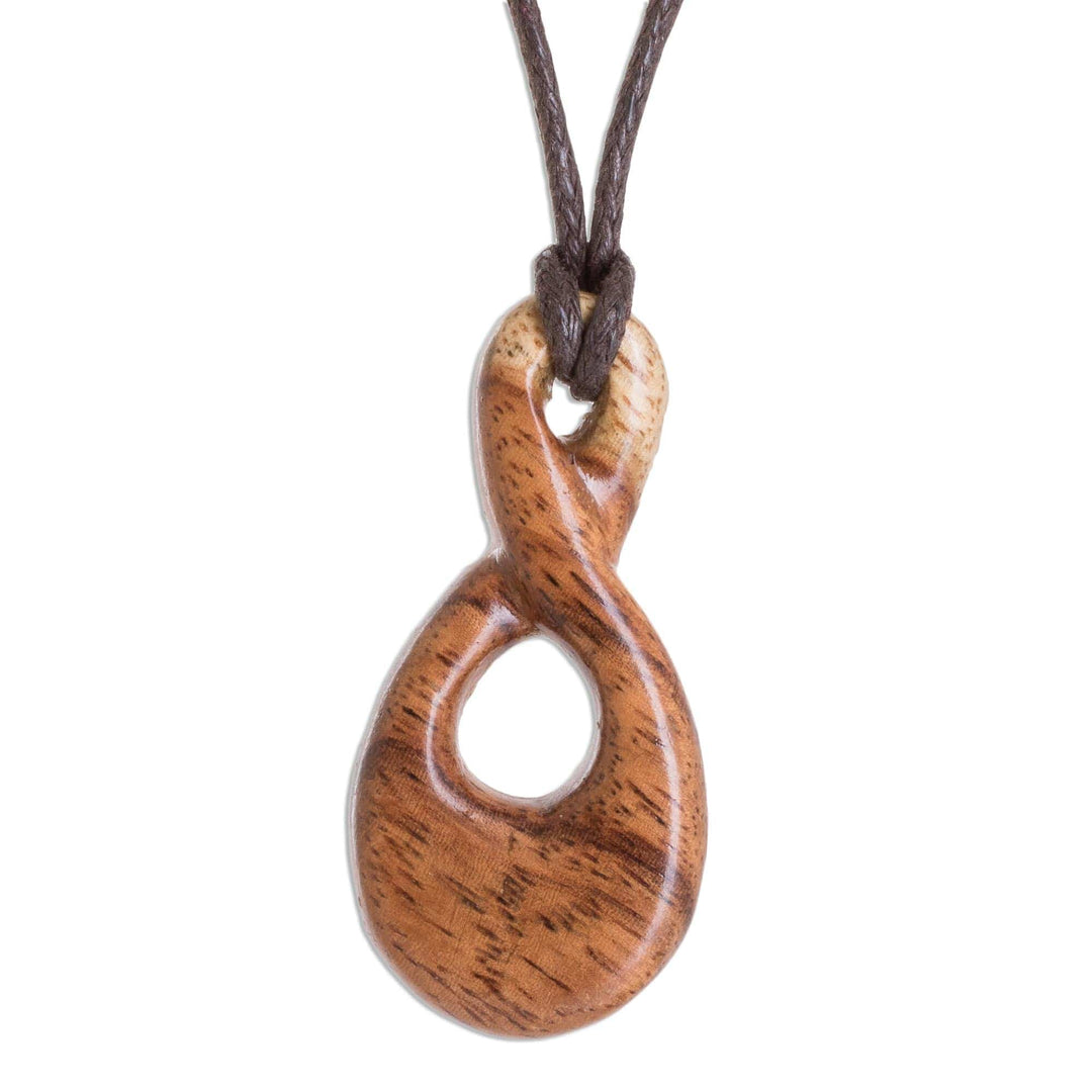 Cachimbo Wood Infinity Pendant Necklace from Costa Rica - Cachimbo Infinity