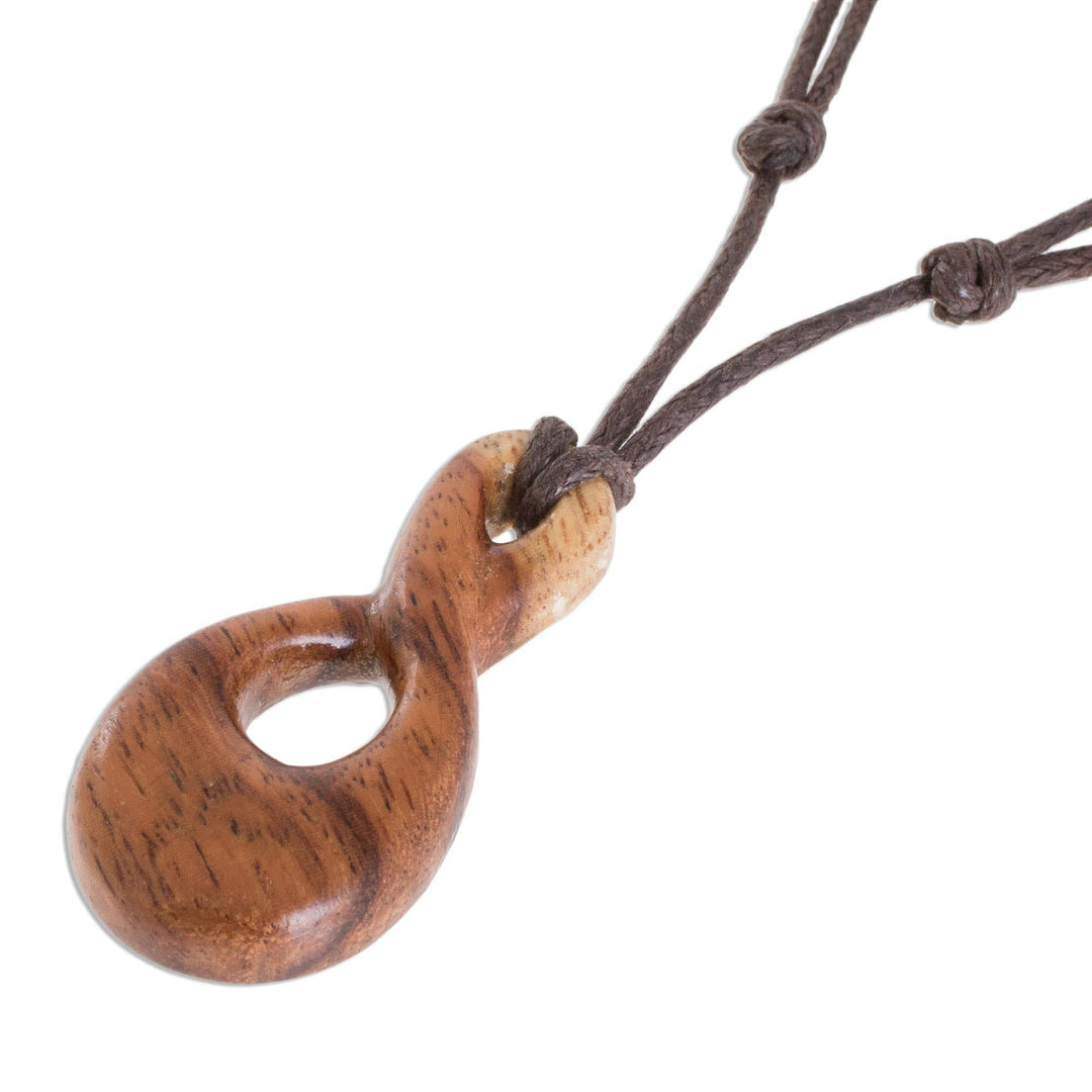 Cachimbo Wood Infinity Pendant Necklace from Costa Rica - Cachimbo Infinity