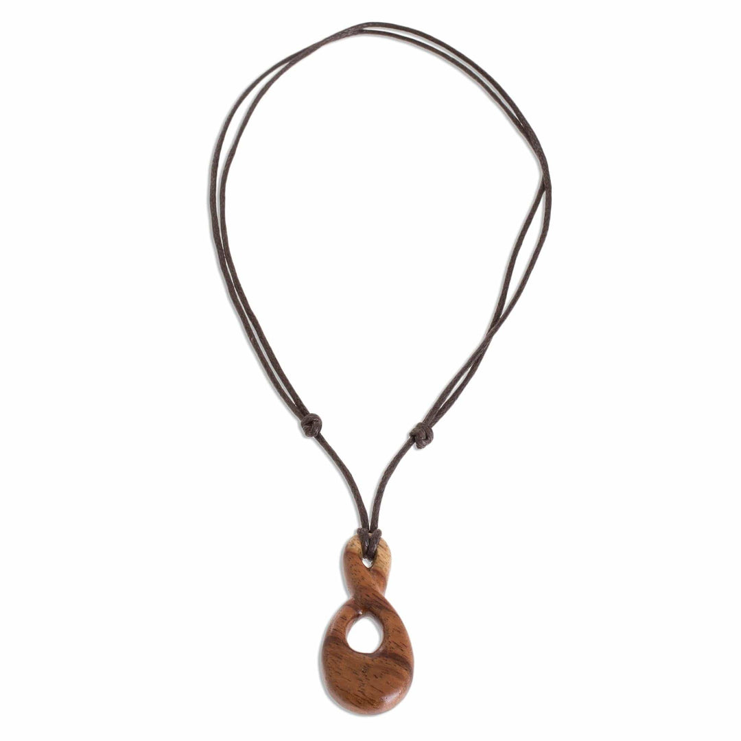 Cachimbo Wood Infinity Pendant Necklace from Costa Rica - Cachimbo Infinity