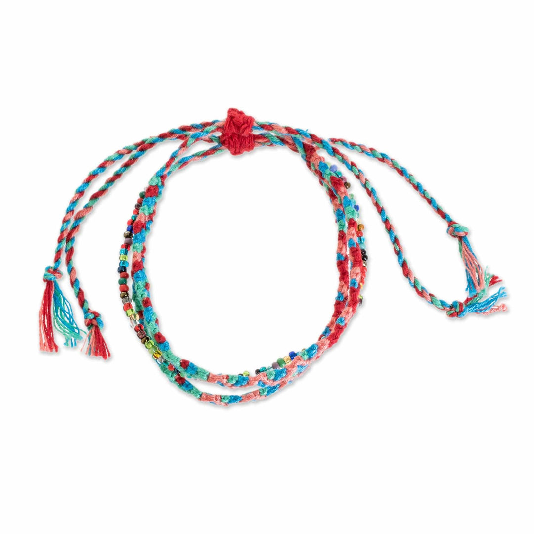 Glass Beaded Macrame Strand Bracelet - Solola Fiesta