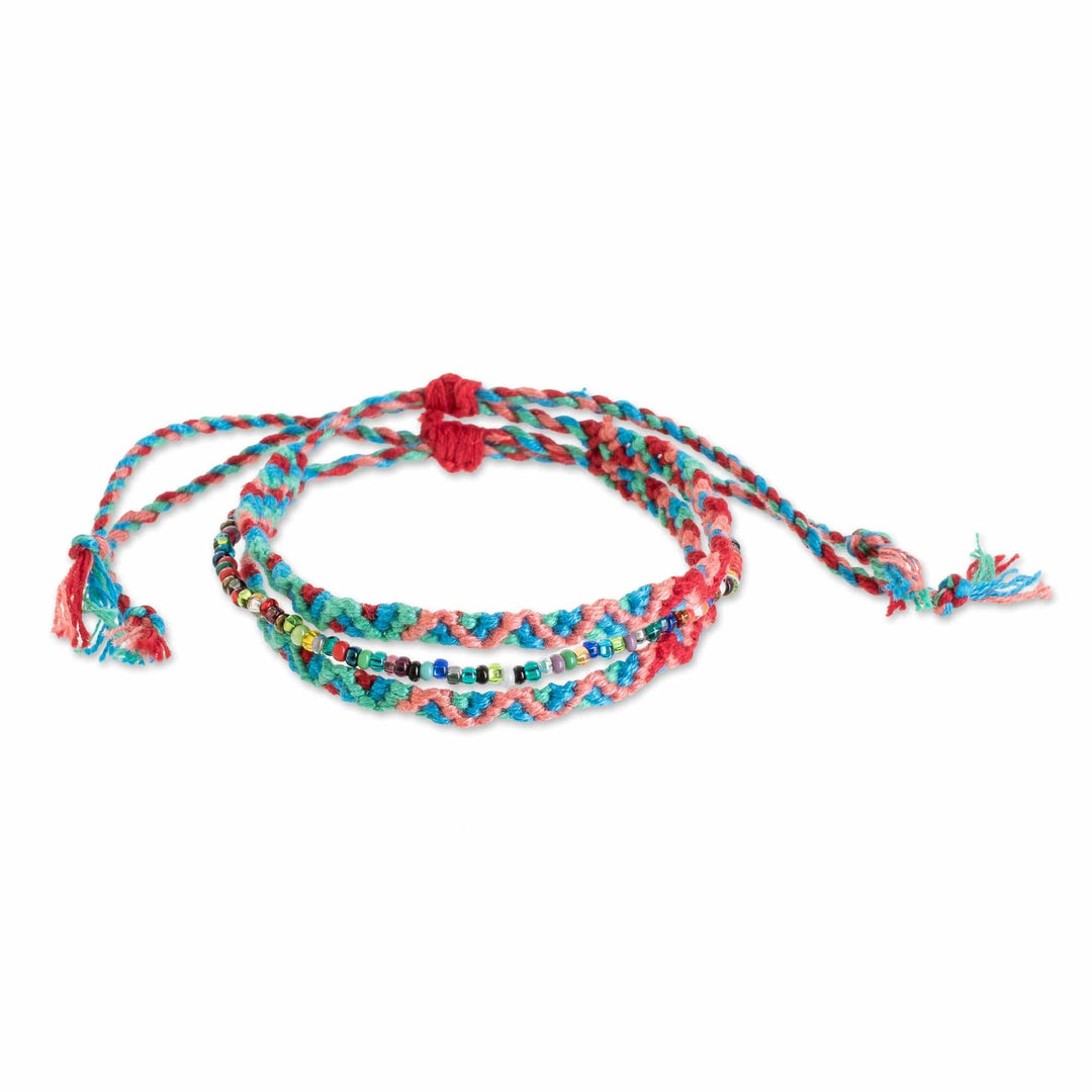 Glass Beaded Macrame Strand Bracelet - Solola Fiesta
