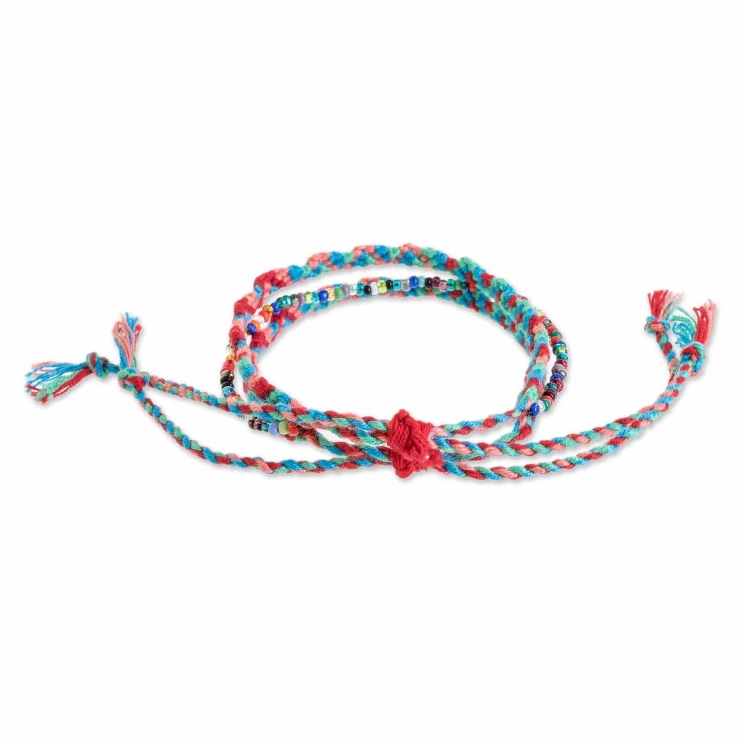 Glass Beaded Macrame Strand Bracelet - Solola Fiesta