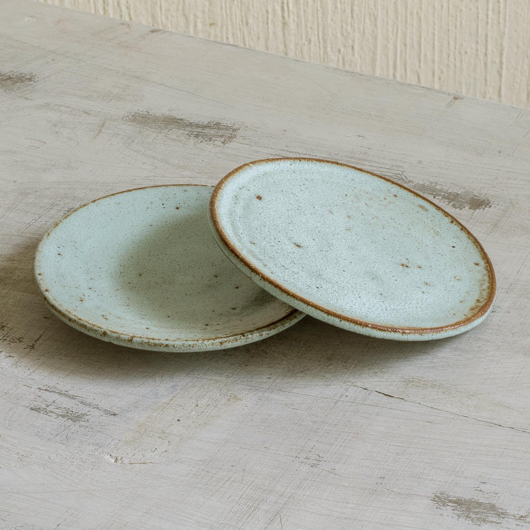 Rustic Small Ceramic Dessert Plates (Pair) - Verdant Earth