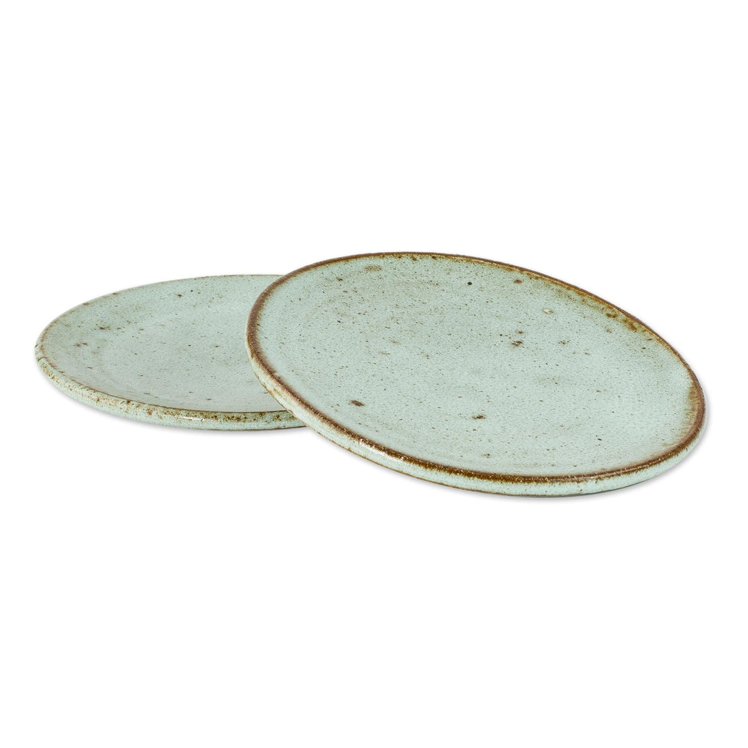 Rustic Small Ceramic Dessert Plates (Pair) - Verdant Earth