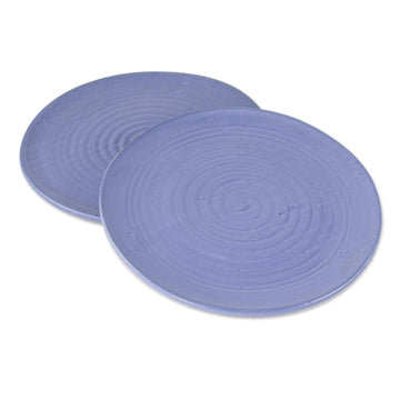 Periwinkle Ceramic Plates from Honduras (Pair) - Dinner with Family