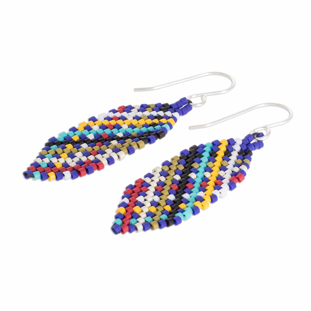Colorful Glass Beaded Dangle Earrings - Multicolored Enchantment