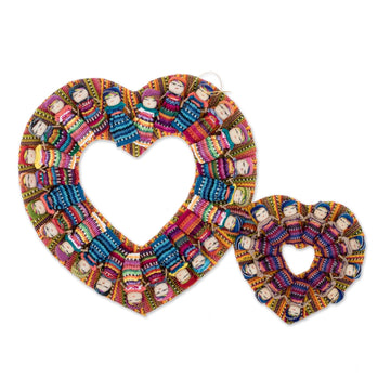 Heart-Themed Cotton Worry Doll Wreath - Quitapenas in Love