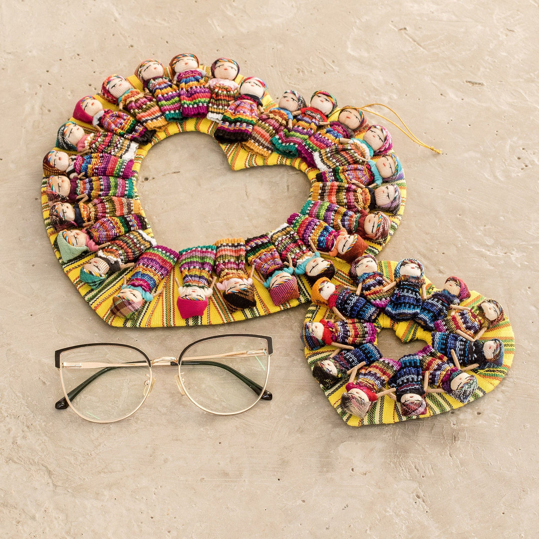 Heart-Themed Cotton Worry Doll Wreath - Quitapenas in Love